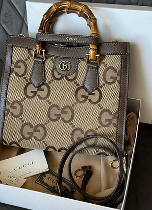 Сумка премиум gg diana jumbo gg medium tote bag beige gold