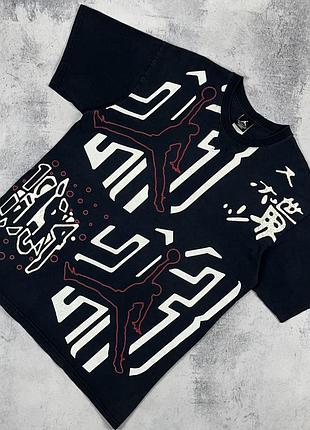 Vintage jordan вінтажна футболка найк джордан з рефлективним логотипом розмір л чорна