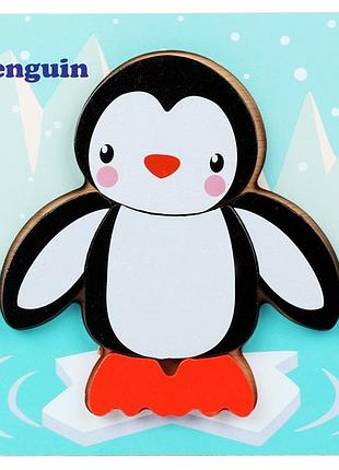 Деревянный пазл для детей пингвин penguin 15×15 см развивающая игрушка детский пазл сортер животного для малышей