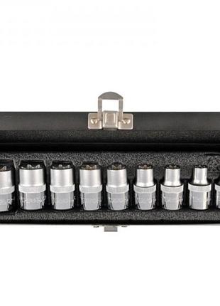 Набор торцевых головок 1/2 torx 9шт (размеры: e10, e11, e12, e14, e16, e18, e20, e22, e24)