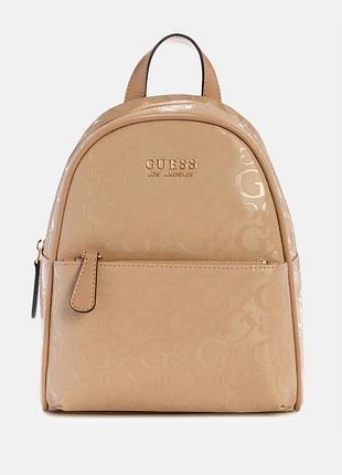 Женский рюкзак guess (198659009410) millom shiny coated logo бежевый