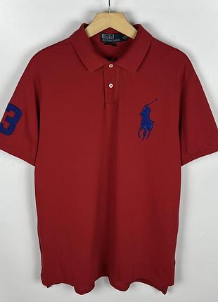 Polo ralph lauren чоловіче поло з великим логотипом червоне розмір хл