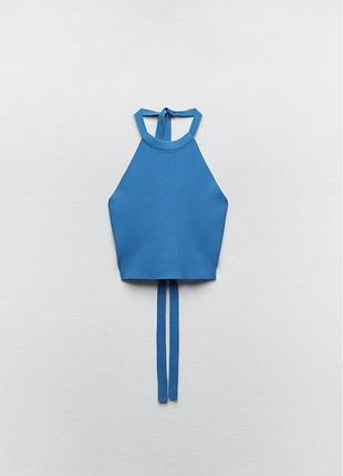 Zara синий топ с завязками
