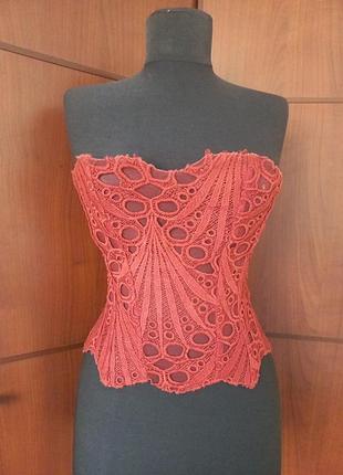 Кружевной женский корсет терракотового цвета