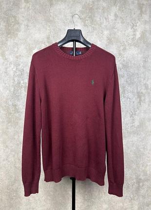 Мужской бордовый свитер polo ralph lauren cotton crewneck l