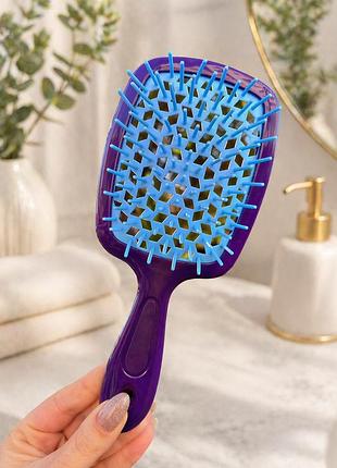 Расчёска для волос «super brush». фиолетовая с голубым, в коробке.