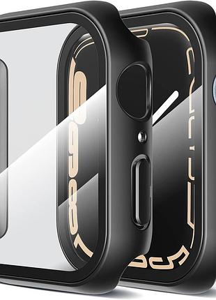 Набір із 2 захисних чохлів lk, сумісний з apple watch series 7, корпус 41 мм, надтонкий та твердий пк (полікарбонат), повний захис