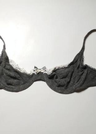 Серый бюстгальтер лифчик бюстгалтер сірий хлопковый катон бра мягкий на косточках лівчик