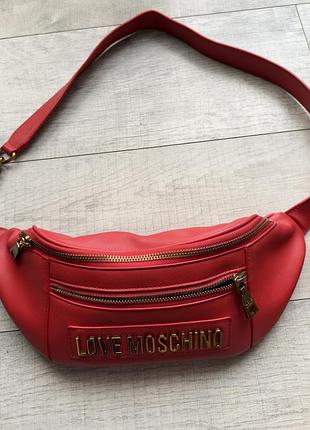 Сумка- бананка love moschino (оріг) червоний