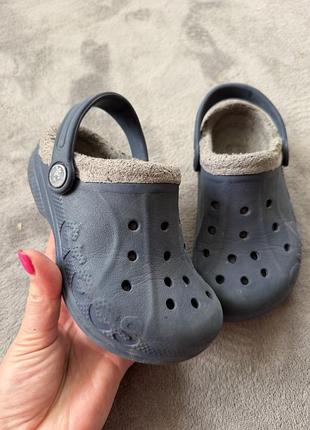 Дитячі оригінальні шльопанці crocs утеплені резинові крокси