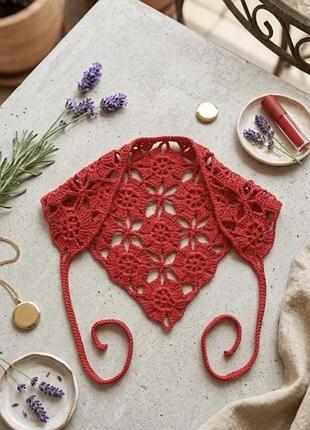 Хустка жіноча червона, бандана  handmade