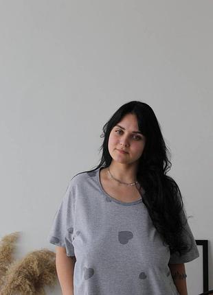 Нічна сорочка в сірому кольорі вільного крою в розмірі хл-2хл