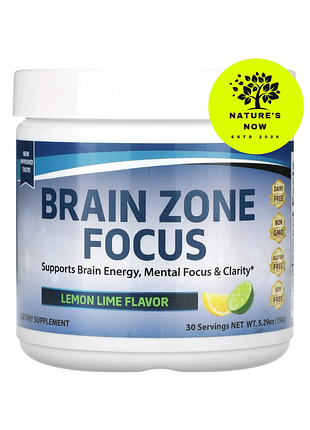 Divine health brain zone focus, домішка для мозку, поліпшення фокуса, енергії, лимон, лайм/сша