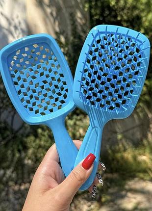 Гребінець для волосся "super brush". блакитний в коробці