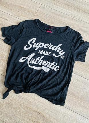 Брендова футболка топ superdry з додаванням льону