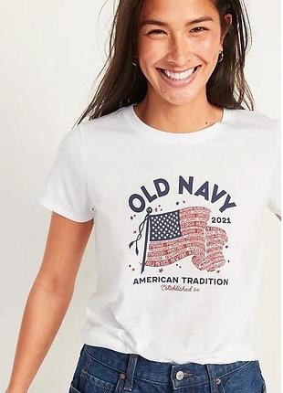 Футболка жіноча біла old navy 2021 flag adult