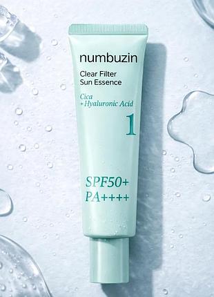 Сонцезахисна есенція для обличчя numbuzin no.1 clear filter sun essence spf 50+ pa++++, 50 мл