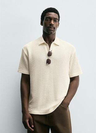 Футболка  zara 19555 поло oyster white