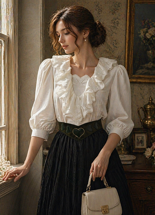 Блуза с пышными рукавами, винтаж.