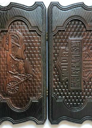 Різьблені нарди з натурального дерева ясена чпу "harley davidson"