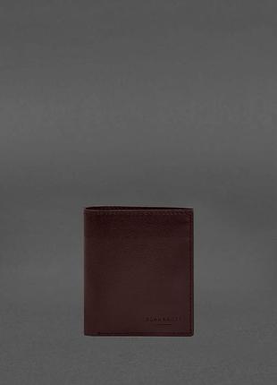 Кожаное портмоне на кнопке brut бордовый краст