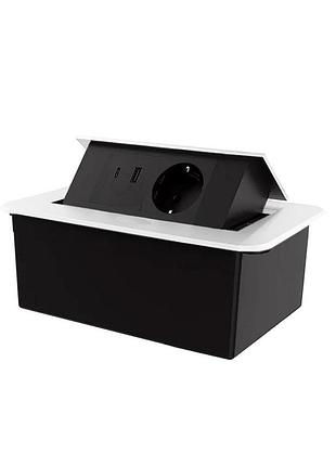 Меблевая розетка livolo белая встраиваемая с usb-a usb type-c 36 вт 118 мм для столешницы выдвижная с заземлением