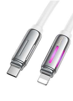 Кабель hoco u136 lightning силіконовий з підсвіткою 1.2 м для iphone 2.4a білий