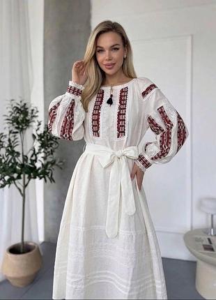 Женское вышитое платье с кружевом, в красно-черных цветах л