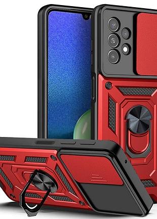 Чехол fiji camera defence для samsung galaxy a23 (a235 / a236) бампер с защитой камеры и подставкой red