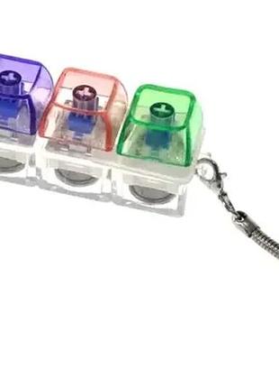 Брелок кейкап клікер, антистрес 4 клавіші led підсвітка прозора клавіатура