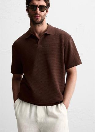 Футболка zara поло 19551 burgundy