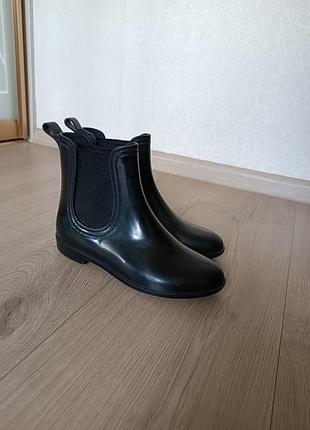 Однотонні гумові чобітки для дівчинки/ укорочені гумові чоботи