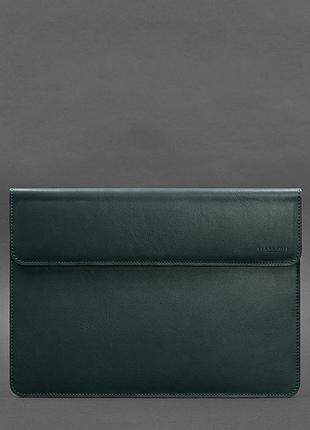 Кожаный чехол-конверт на магнитах для macbook pro 16" зеленый