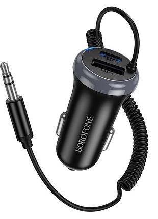 Bluetooth-ресивер borofone bc64 contento dual-port car bt receiver with built-in cable black