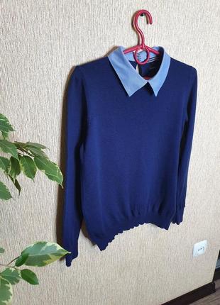 Качественный, стильный свитер, джемпер с имитацией рубашки tommy hilfiger5 фото