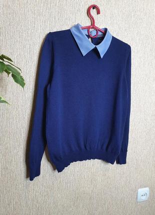 Качественный, стильный свитер, джемпер с имитацией рубашки tommy hilfiger7 фото