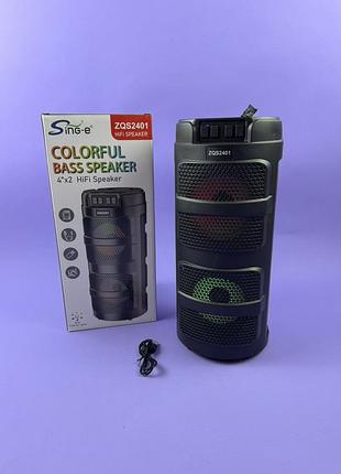 Портативна bluetooth-колонкаzqs2401 з rgb-підсвіткою та функцією tws, потужність 10 вт (2х4"), живлення від акумулятора 1500 ма·г