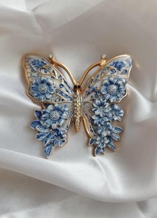 Розкішна  ніжна порцелянова брошка метелик 🦋🦋🦋