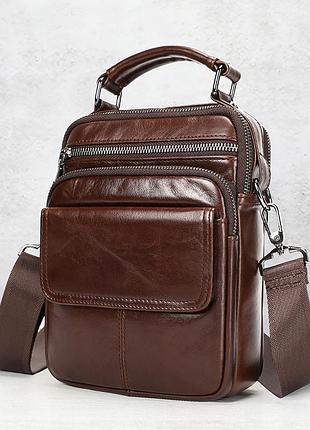 Кожаная мужская барсетка, сумка на плечо leather collection (6266) brown