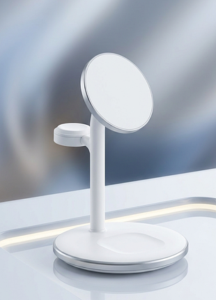 Беспроводная магнитная зарядная станция 3-в-1 choetech magsafe 15w (iphone + apple watch + airpods) + блок питания