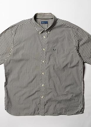 Fred perry black white check short sleeve shirt [smh017003]
