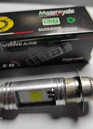 Лампа фары 12v 35/35w (1 ус) led (2 діода) супер бела
