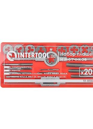 Набір плашок m3-m12, позначників m3-m12, 20 од. intertool sd-8020