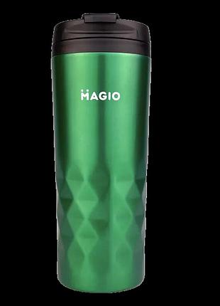 Термокружка magio mg-1045g вакуумный двойные стенки/ пласт.колба/ корпус-нерж.сталь/500мл