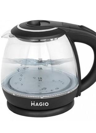 Электрочайник magio мg-496 1л/900вт/термостойкое стекло