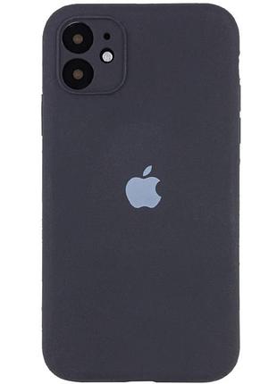 Чехол silicone case full camera protective (aa) для apple iphone 12 (6.1") серый / dark gray