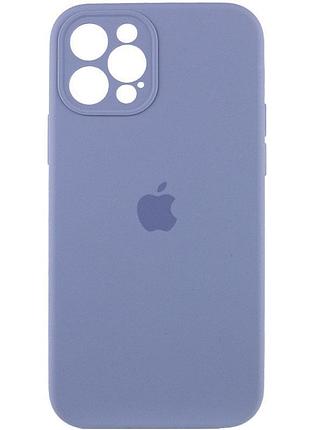Чехол silicone case full camera protective (aa) для apple iphone 12 pro (6.1") серый / lavender gray