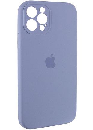 Чехол silicone case full camera protective (aa) для apple iphone 12 pro (6.1") серый / lavender gray 2