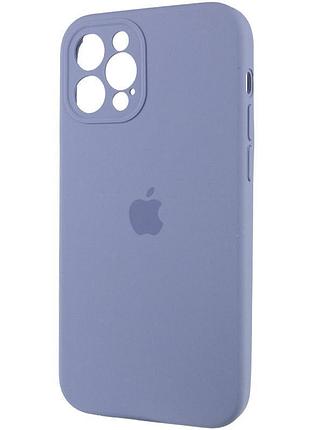 Чехол silicone case full camera protective (aa) для apple iphone 12 pro (6.1") серый / lavender gray 3