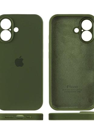 Чохол silicone case full camera protective (aa) для apple iphone 16 plus (6.7") зелений / dark olive 4